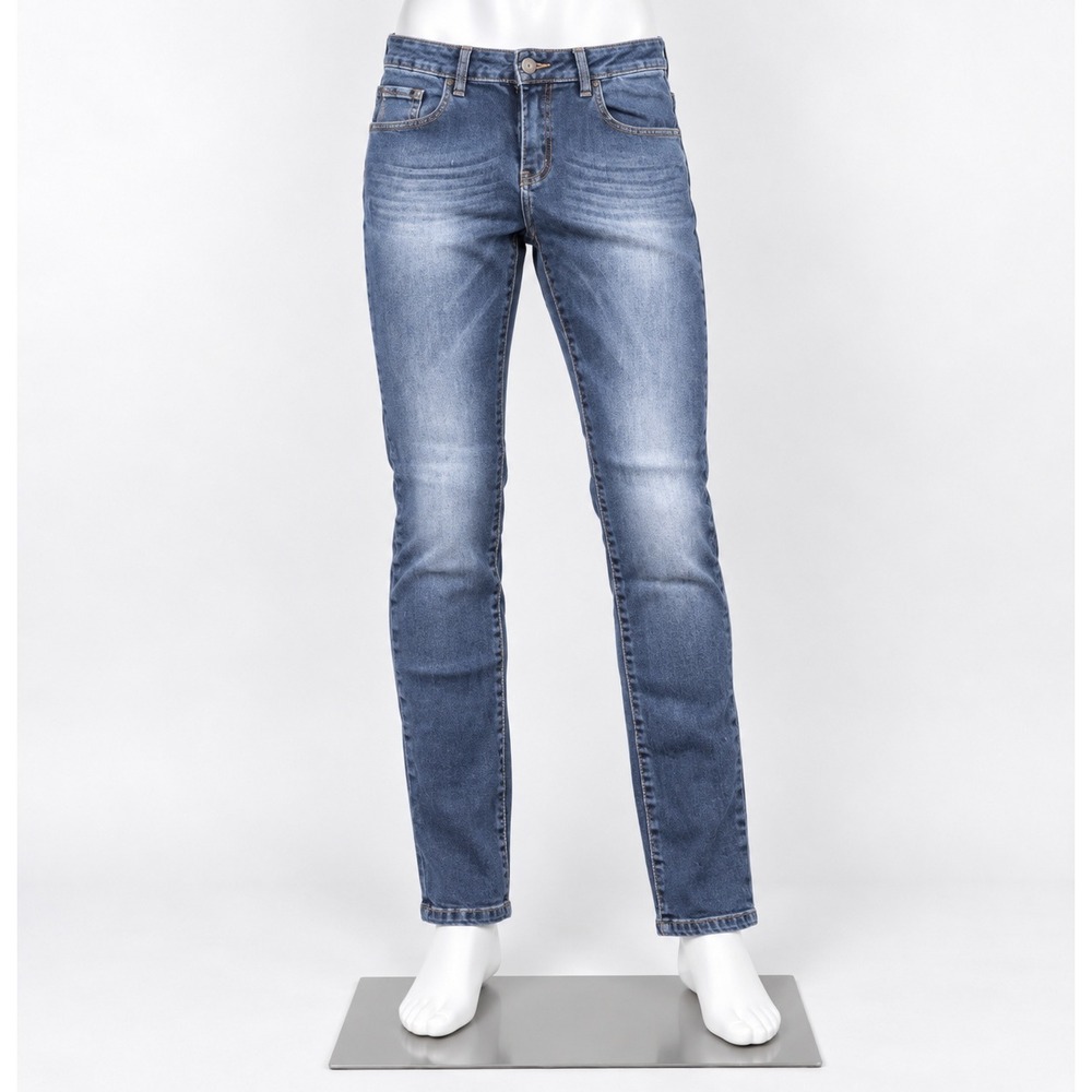 MAO Slim Fit Jeans Womens 29 Blue Denim Medium Wash Whiskered Stretch